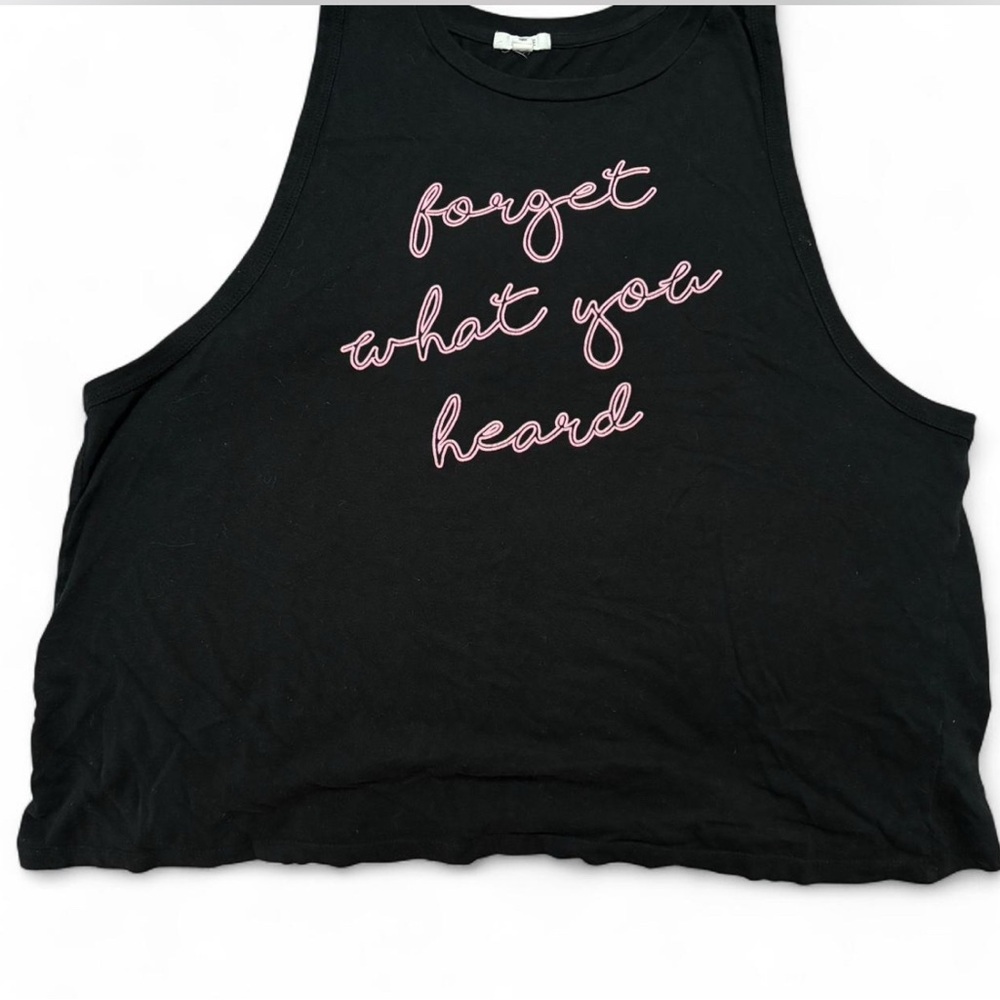 Ardene Black Muscle Tee with Pink Script